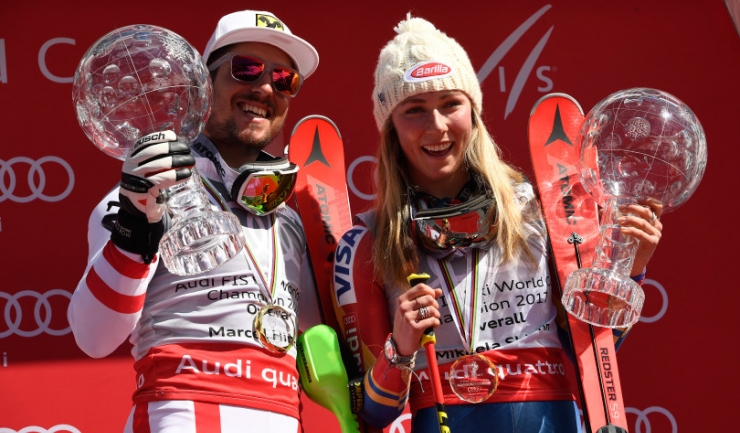 Marcel Hirscher și Mikaela Shiffrin - cei mai valoroși schiori ai sezonului