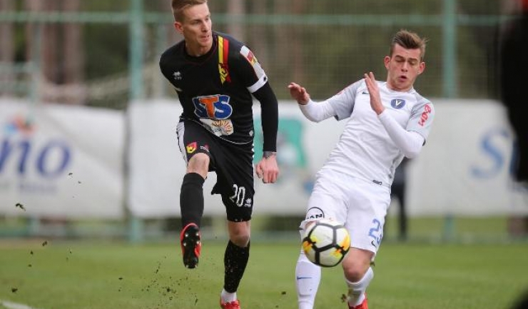 Mijlocaşul Alexandru Cicâldău (echipament alb) a deschis scorul pentru Viitorul în partida cu Jagiellonia