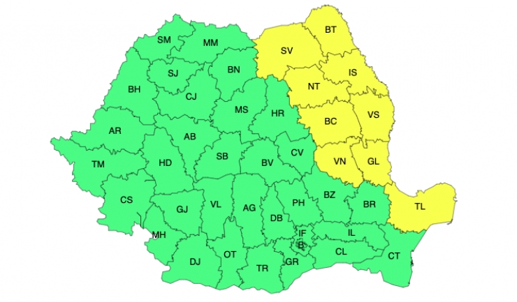 Cod galben de ploi torențiale în Dobrogea