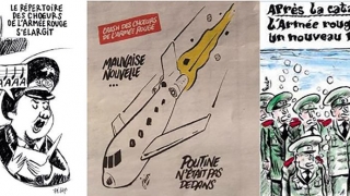 Rusia denunță caricaturile ”Charlie Hebdo” cu prăbușirea avionului în Marea Neagră